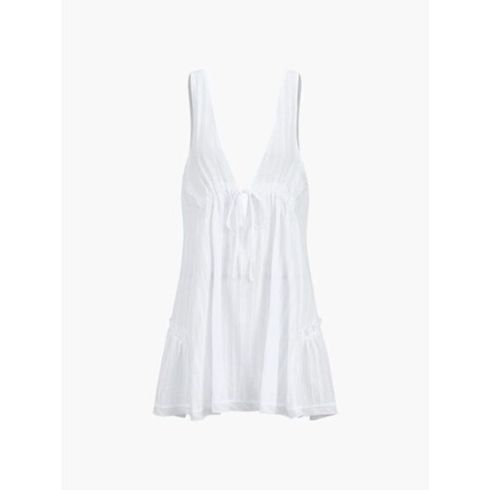 Commense White Plunge Neck Sleeveless Mini Dress Beach Summer Casual Wear M - Picture 9 of 11